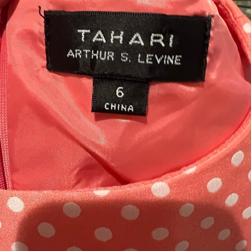Tahari Pink Polka Dot Sleeveless Dress - Picture 10 of 11